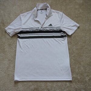 adidas White Polo with Black Striped Chest